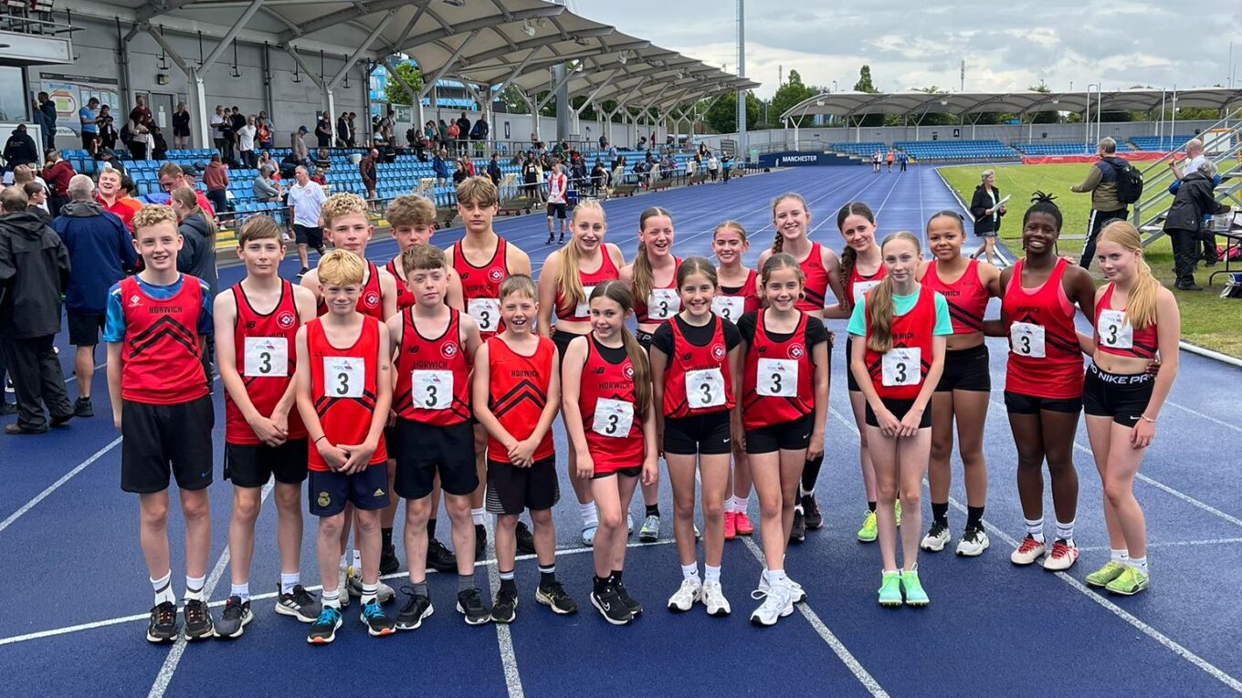 The Horwich junior team at Sportcity